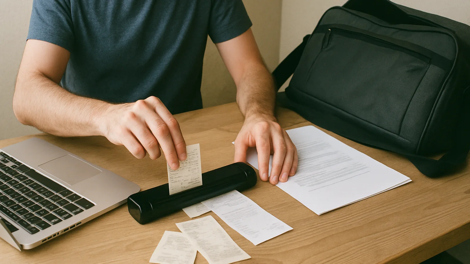 Remote worker using a portable document scanner